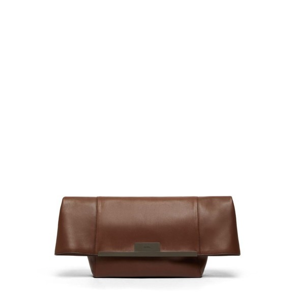 Max Mara Structured Brown Vitello Leather Handbag With Accents - NWT - Picture 1 of 3